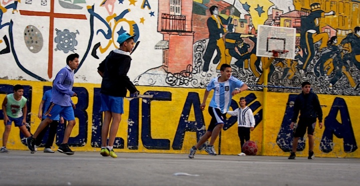 A football game in La Boca barrio