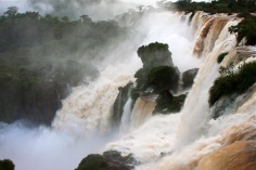Dramatic drop of Iguazu Falls as seen from Upper Trail